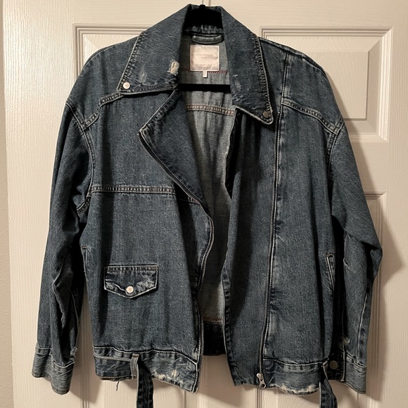 💙Rare ZARA Artist Drawing Denim Jacket Snaps Zipper Fall Autumn Size Large L💙 - Picture 2 of 16